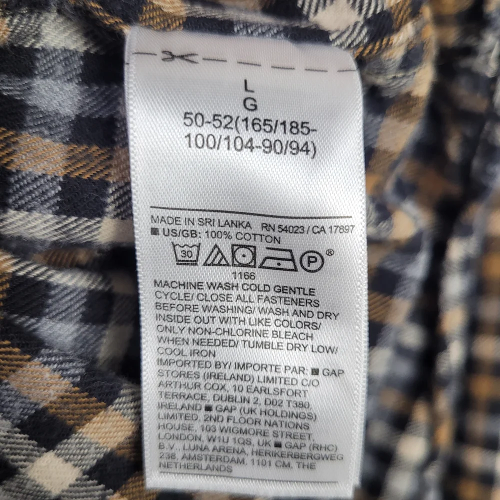 Banana Republic Mens L Gingham Organic‎ Cotton Flannel Shirt Check Sustainable